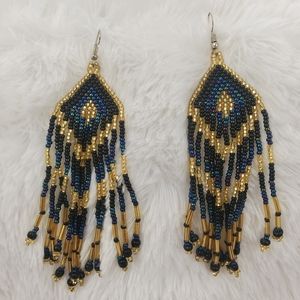 Handmade fringe seed beads boho earrings